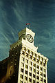 The clock tower of the historic Vancouver Block in Vancouver.