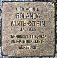 Stolperstein für Ritas Zwillingsschwester, Rolanda Winterstein