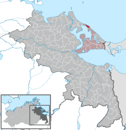 Elhelyezkedése Mecklenburg-Elő-Pomeránia térképén