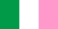 Le tricolore de Terre-Neuve, un drapeau constitué de trois bandes verticales, verte à gauche, blanche au centre et rose à droite.