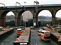 Image 19Stockport bus station in 1988. Greater Manchester Transport (later GM Buses) operated bus services throughout the county, from 1974 to 1993. (from Greater Manchester)