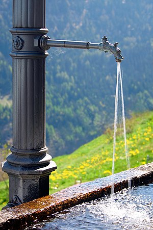 Fresh water fountain in a Swiss village