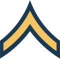 The male symbol used on the military uniform for rank identification (United States Army).