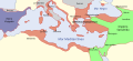 Visigothic Kingdom (418-721 AD), Kingdom of the Lombards (568-774 AD), Avar Khaganate (567-822 AD), Byzantine Empire (286/395–1453 AD) and Sasanian Empire (224–651 AD) during the Byzantine–Sasanian War of 602–628 in 621 AD.