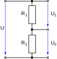 Diagram of a voltage divider with two resistors