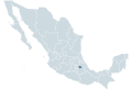 Locator map for the state of Tlaxcala within Mexico.