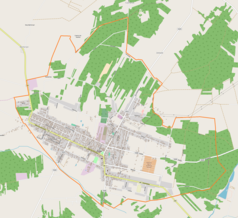 Mapa konturowa Zelowa, na dole znajduje się punkt z opisem „Muzeum w Zelowie – Ośrodek Dokumentacji Dziejów Braci Czeskich”