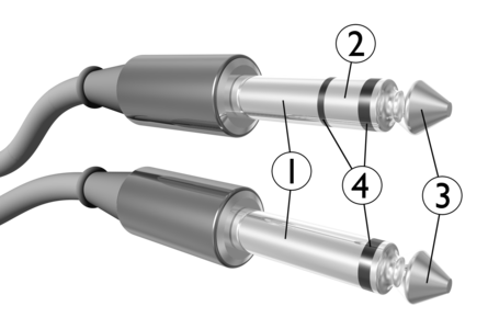 Stereo and mono phone connectors, by Søren Peo Pedersen (re-rendered by Ed g2s)