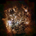 This image shows the Large Magellanic Cloud galaxy in infrared light as seen by the Herschel Space Observatory