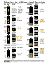 U.S. Navy Midshipman all carry the same military rank but are divided internally into 10 ranks: Midshipman 4th class, abbreviated MIDN 4/C, midshipman 3rd class, abbreviated MIDN 3/C, midshipman 2nd class, abbreviated MIDN 2/C, midshipman 1st class, abbreviated MIDN 1/C, midshipman ensign, abbreviated MIDN ENS, midshipman lieutenant junior grade, abbreviated MIDN LTJG, midshipman lieutenant, abbreviated MIDN LT, midshipman lieutenant commander, abbreviated MIDN LCDR, midshipman commander, abbreviated MIDN CDR, and midshipman captain, abbreviated MIDN CAPT. Each rank has a specific insignia on the shoulder, sleeve and collar to distinguish the rank.