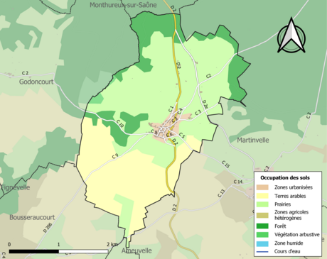 Carte en couleurs présentant l'occupation des sols.