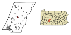 Location of Ebensburg in Cambria County, Pennsylvania.