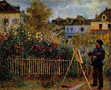 Claude Monet maler i sin have i Argenteuil, 1873, Wadsworth Athenaeum, Hartford, Connecticut