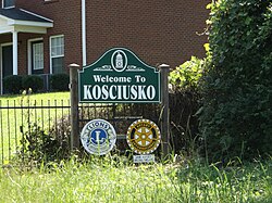 Welcome sign located on Mississippi Highway 12