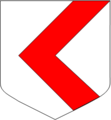 Escut d'argent amb un xebró ajaçat de gules