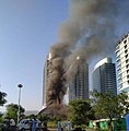 The Centaurus Mall Islamabad with the spire aflame