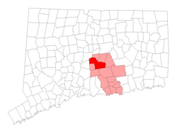 Location within Middlesex County, Connecticut