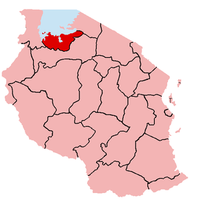 Harta regiunii Mwanza în cadrul Tanzaniei