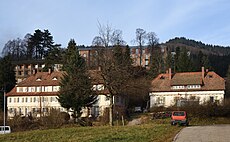 Siedlung Friedrichsheim. Oberhalb im Hintergrund ein Gebäude der Rehaklinik Kandertal