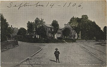 Brandywine Village from the Market Street Bridge from a postcard dated 1906