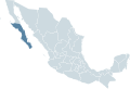 Locator map for the state of Baja California Sur within Mexico.