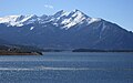 Tenmile Peak (center) and Peak One (right of center) centered beyond Dillon Reservoir