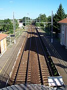 Vue depuis la passerelle en direction d'Agen (août 2014).