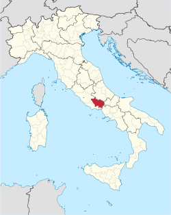 Map with the province of Frosinone in Italy