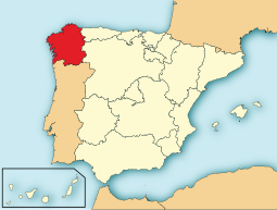 Ligging van Galicië in Spanje