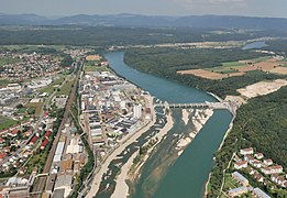 Aerial photographs of New hydroelectric power plant in Rheinfelden