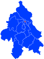 Location of Vračar within the city of Belgrade