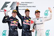 2016 Malaysia podium with Ricciardo and Rosberg