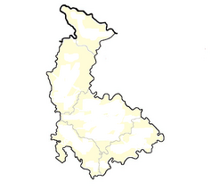 Mapa konturowa kraju ołomunieckiego, na dole nieco na prawo znajduje się punkt z opisem „Opatovice”