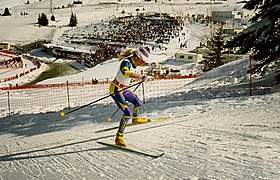 Stefania Belmondo lors du 30 km dames des J.O. d'Albertville, le 21 février 1992.