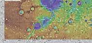 Map showing locations of the Ladon Valles and other nearby valleys