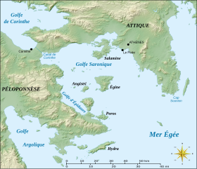 L'île d'Agios Georgios est l'île située au sud-est de la carte