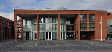 Facade of Town hall in Saint-Louis (Haut-Rhin)