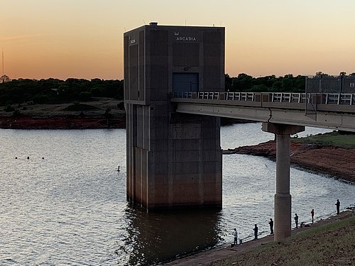 Social fishing at Arcadia Lake, Edmond, OK, USA