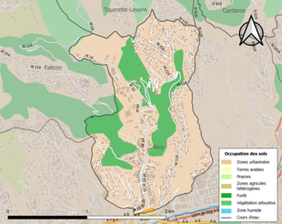 Carte en couleurs présentant l'occupation des sols.