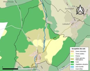 Carte en couleurs présentant l'occupation des sols.