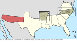 Map of the change to the Confederate States on May 20, 1861