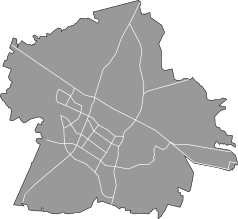 Mapa konturowa Tychów, po lewej nieco na dole znajduje się punkt z opisem „Tychy Żwaków”