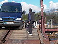 Pontoon bridge over the river Soz