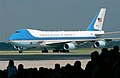 Image 33A Boeing 747 aircraft with livery designating it as Air Force One. The cyan forms, the US flag, presidential seal and the Caslon lettering, were all designed at different times, by different designers, for different purposes, and combined by designer Raymond Loewy in this one single aircraft exterior design. (from Graphic design)