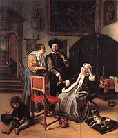 The Doctor's Visit label QS:Lde,"Der Arztbesuch" label QS:Len,"The Doctor's Visit" label QS:Lpl,"Wizyta lekarza" label QS:Lnl,"Het doktersbezoek" 1658-1662. oil on panel medium QS:P186,Q296955;P186,Q106857709,P518,Q861259 . 49 × 42 cm (19.2 × 16.5 in). London, Apsley House.