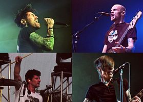 From top left: Davey Havok, Hunter Burgan, Adam Carson, and Jade Puget