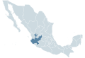 Locator map for the state of Jalisco within Mexico.