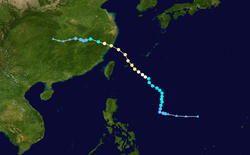 颱風雲娜的路徑圖