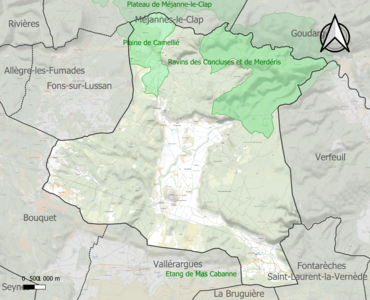 Carte des ZNIEFF de type 1 sur la commune.