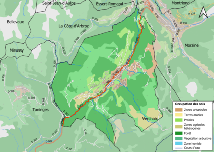 Carte en couleurs présentant l'occupation des sols.